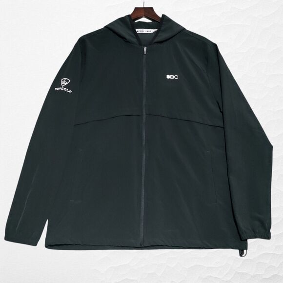 Black Clover Hooded Jacket Mens MEDIUM Black Full Zip TOP GOLF Logo Embroidered - Picture 1 of 16
